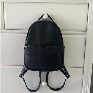 Black faux leather mini backpack!
